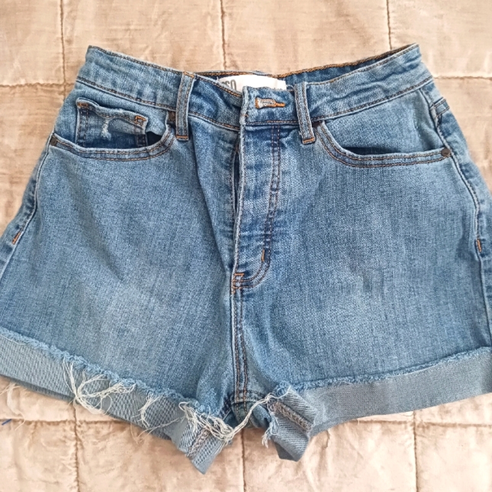 RSQ Blue Jean Shorts High-Waisted Frayed Hem